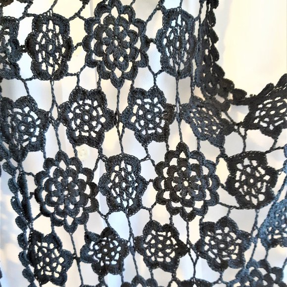 Floral Crochet Knit Boho  Black Vest - Picture 5 of 13